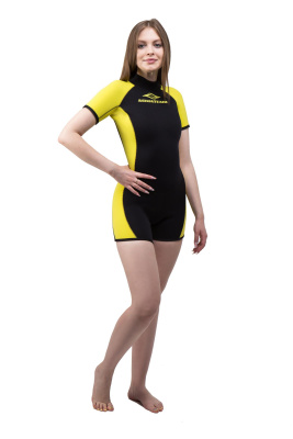 Гидрокостюм Шорти женский 3мм нейлон/нейлон черно-желтый Гидрокостюм Шорти женский 3мм нейлон/нейлон черно-желтый